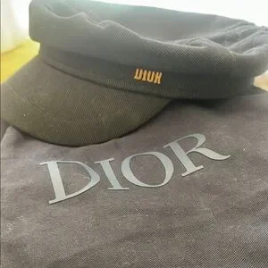 Dior Navy Cap with Gold Logo Dior Homme Navy Blue Cotton Canvas Cap 55 cm main image 4